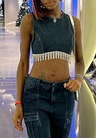 (Real Image)2023 Styles Women Sexy&Fashion Spring&Summer TikTok&Instagram Styles Jeans Tassel Tank Tops