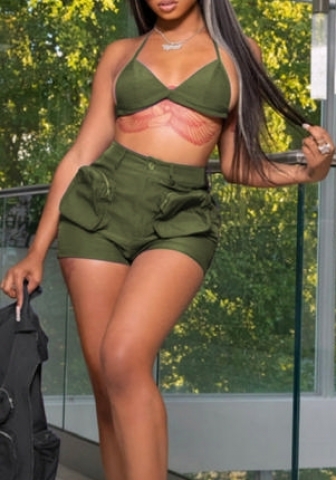(Green)2023 Styles Women Sexy&Fashion Spring&Summer TikTok&Instagram Styles Short Two Piece Suit