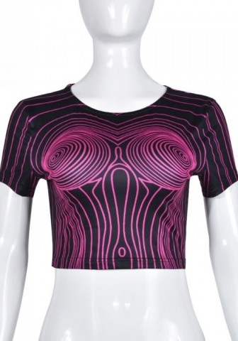 (Only Tops)(Rose)2023 Styles Women Sexy&Fashion Spring&Summer TikTok&Instagram Styles Print Short Sleeve Tee