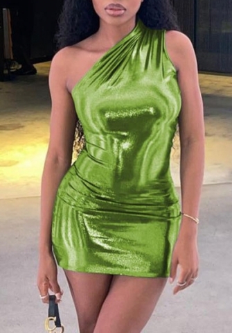 (Green)2023 Styles Women Sexy&Fashion Spring&Summer TikTok&Instagram Styles Single Shoulder Mini Dress