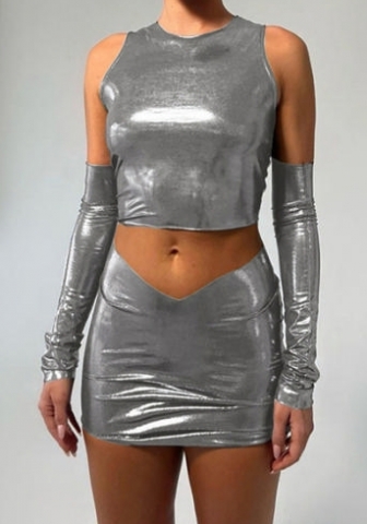 (Real Image)2023 Styles Women Sexy&Fashion Spring&Summer TikTok&Instagram Styles Gray Two Piece Dress