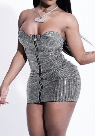 (Real Image)2023 Styles Women Sexy&Fashion Spring&Summer TikTok&Instagram Styles Front Zipper Tube Mini Dress