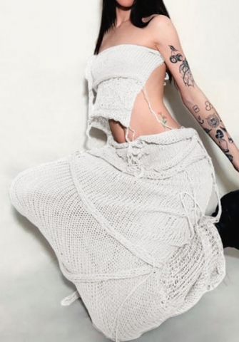 (White)2023 Styles Women Sexy&Fashion Spring&Summer TikTok&Instagram Styles Sweater Two Piece Dress