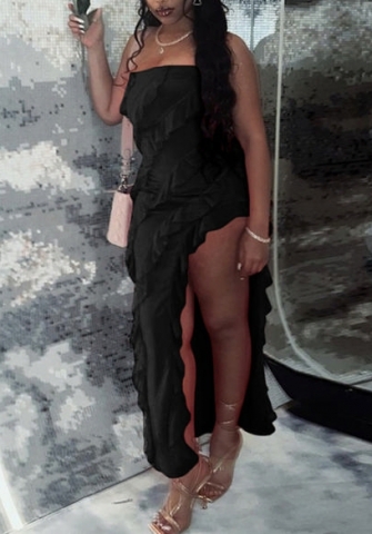 (Real Image)2023 Styles Women Sexy&Fashion Spring&Summer TikTok&Instagram Styles Ruffle Mesh Tube Midi Dress