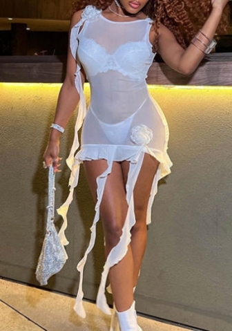 (Real Image)2023 Styles Women Sexy&Fashion Spring&Summer TikTok&Instagram Styles Mesh Tassel Mini Dress