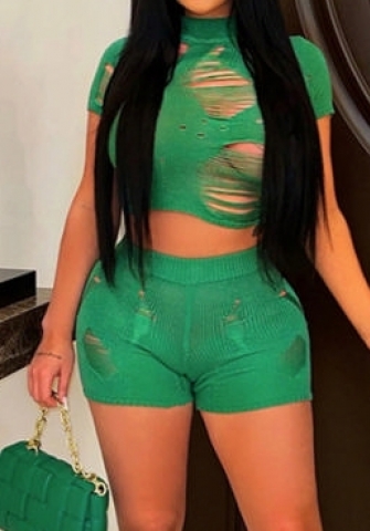 (Real Image)2023 Styles Women Sexy&Fashion Spring&Summer TikTok&Instagram Styles Ripped Sweater Short Two Piece Suit