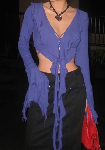 (Purple)2023 Styles Women Sexy&Fashion Spring&Summer TikTok&Instagram Styles Ruffle Long Sleeve Shirts