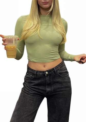 (Real Image)2023 Styles Women Sexy&Fashion Spring&Summer TikTok&Instagram Styles Long Sleeve Round Neck Tee