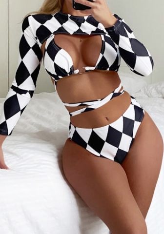 (Real Image)2023 Styles Women Sexy&Fashion Summer TikTok&Instagram Styles Plaid 3 Piece Swimsuit