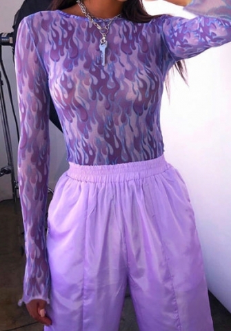 (Only Tops)(Real Image)2023 Styles Women Sexy&Fashion Spring&Summer TikTok&Instagram Styles Purple Long Sleeve Tee