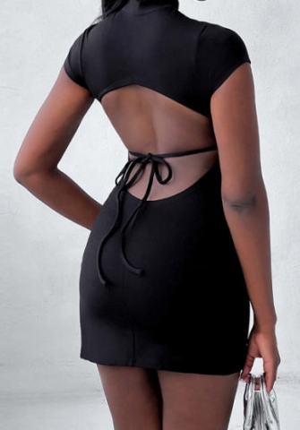 (Black)2023 Styles Women Sexy&Fashion Spring&Summer TikTok&Instagram Styles Backless Short Sleeve Club Dress