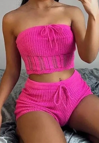 (Rose)2023 Styles Women Sexy&Fashion Spring&Summer TikTok&Instagram Styles Sweater Short Two Piece Suit