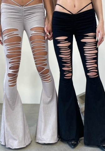 (Black)(Real Image)2023 Styles Women Sexy&Fashion Spring&Summer TikTok&Instagram Styles Ripped Long Pants
