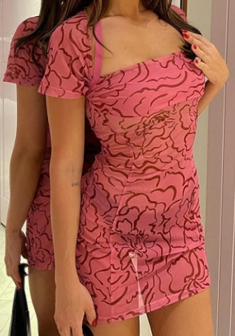 (Real Image)2023 Styles Women Sexy&Fashion Spring&Summer TikTok&Instagram Styles Mesh Short Sleeve Club Dress