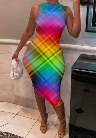 (Real Image)(Plus Size)2023 Styles Women Sexy&Fashion Spring&Summer TikTok&Instagram Styles Colorful Midi Dress