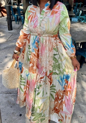 (Real Image)(Plus Size)2023 Styles Women Sexy&Fashion Spring&Summer TikTok&Instagram Styles Loose Floral Maxi Dress