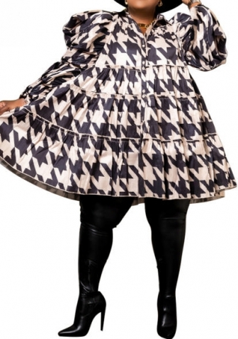 (Black)(Plus Size)2023 Styles Women Sexy&Fashion Spring&Summer TikTok&Instagram Styles Print Shirts Dress