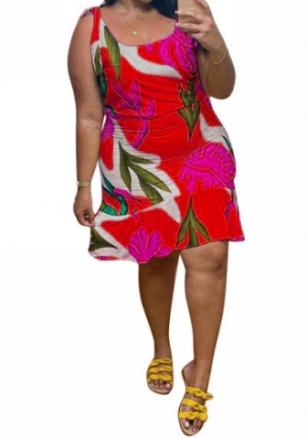 (Real Image)(Plus Size)2023 Styles Women Sexy&Fashion Spring&Summer TikTok&Instagram Styles Print Loose Midi Dress