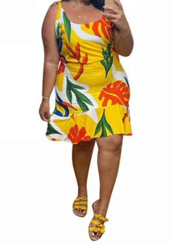 (Real Image)(Plus Size)2023 Styles Women Sexy&Fashion Spring&Summer TikTok&Instagram Styles Print Loose Midi Dress