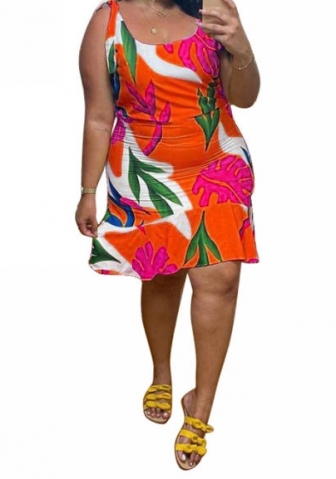 (Real Image)(Plus Size)2023 Styles Women Sexy&Fashion Spring&Summer TikTok&Instagram Styles Print Loose Midi Dress