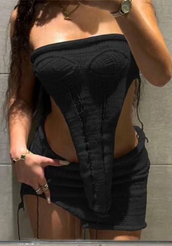 (Black)2023 Styles Women Sexy&Fashion Spring&Summer TikTok&Instagram Styles Sweater Two Piece Dress