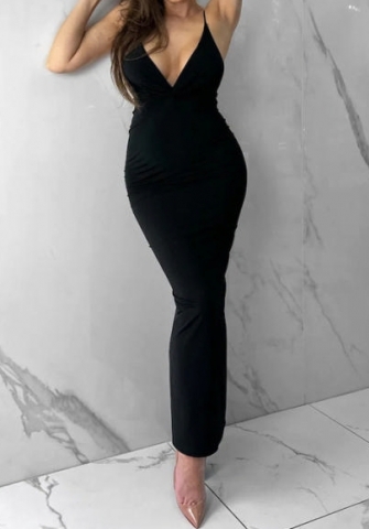 (Black)2023 Styles Women Sexy&Fashion Spring&Summer TikTok&Instagram Styles Deep V Neck Maxi Dress