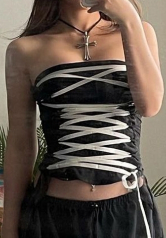 (Real Image)2023 Styles Women Sexy&Fashion Spring&Summer TikTok&Instagram Styles Front Lace Up Tube Vest