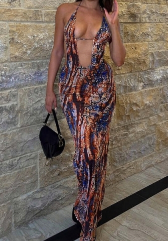 (Real Image)2023 Styles Women Sexy&Fashion Spring&Summer TikTok&Instagram Styles Print Halter Maxi Dress