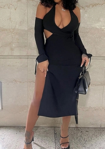 (Real Image)2023 Styles Women Sexy&Fashion Spring&Summer TikTok&Instagram Styles High Split Cut Out Maxi Dress
