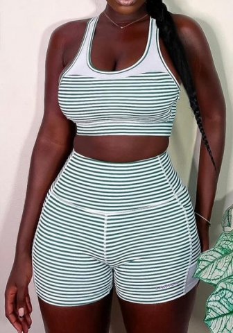 (Real Image)2023 Styles Women Sexy&Fashion Spring&Summer TikTok&Instagram Styles Green Short Two Piece Suit