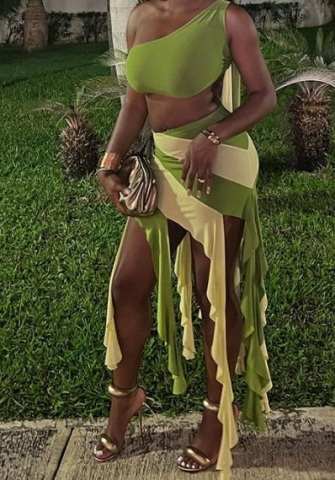 (Real Image)2023 Styles Women Sexy&Fashion Spring&Summer TikTok&Instagram Styles Contrast Color Two Piece Dress