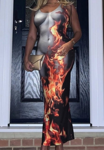 (Real Image)2023 Styles Women Sexy&Fashion Spring&Summer TikTok&Instagram Styles Gray Strap Maxi Dress