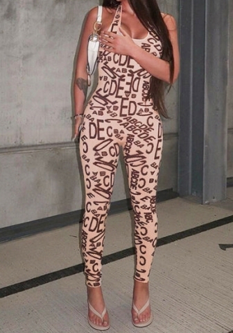 (Real Image)2023 Styles Women Sexy&Fashion Spring&Summer TikTok&Instagram Styles Backless Halter Print Jumpsuit