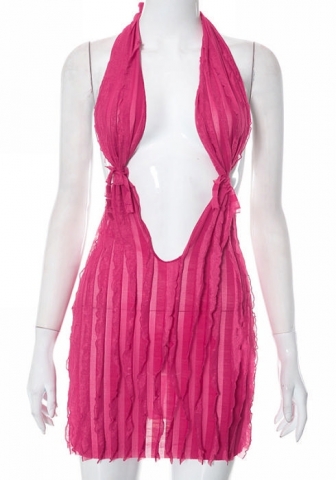 (Real Image)2023 Styles Women Sexy&Fashion Spring&Summer TikTok&Instagram Styles Ruffle Backless Club Dress