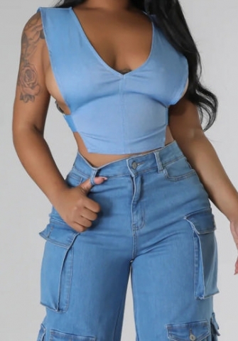 (Only Tops)(Real Image)2023 Styles Women Sexy&Fashion Spring&Summer TikTok&Instagram Styles Blue Tops