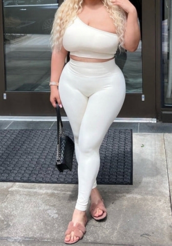 (White)2023 Styles Women Sexy&Fashion Spring&Summer TikTok&Instagram Styles Single Shoulder Two Piece Suit