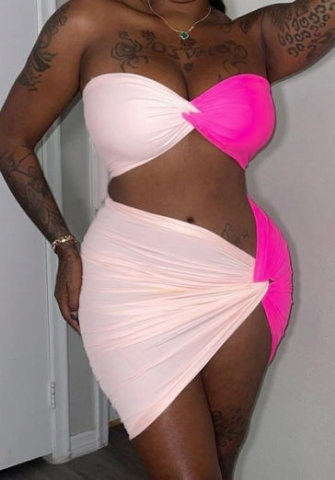 (Pink)2023 Styles Women Sexy&Fashion Spring&Summer TikTok&Instagram Styles Contrast Color Two Piece Dress
