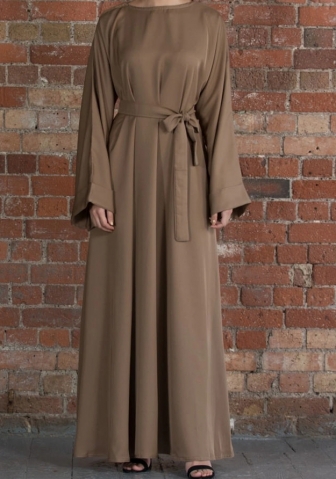 (Brown)(Only Dress,not Hoodie)2023 Styles Women Sexy&Fashion Spring&Summer TikTok&Instagram Styles Solid Color Muslim Maxi Dress