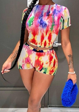 (Real Image)2023 Styles Women Sexy&Fashion Spring&Summer TikTok&Instagram Styles Print Short Two Piece Suit