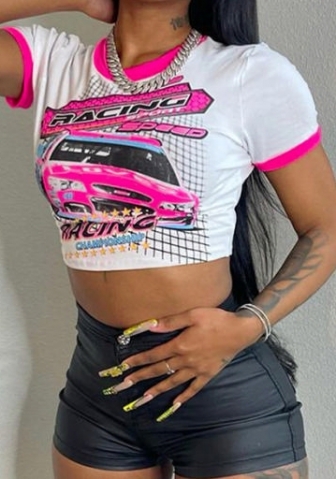 (Only Tops)(Real Image)2023 Styles Women Sexy&Fashion Spring&Summer TikTok&Instagram Styles Print Short Sleeve Tee