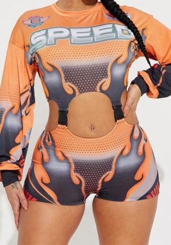 (Orange)2023 Styles Women Sexy&Fashion Spring&Summer TikTok&Instagram Styles Print Purple Romper