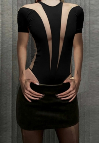 (Only Tops)(Black)2023 Styles Women Sexy&Fashion Spring&Summer TikTok&Instagram Styles Print Mesh Teddies Lingerie