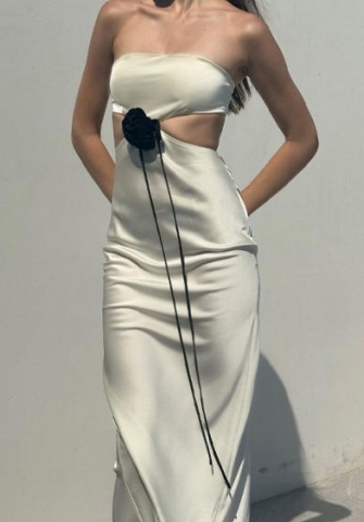 (White)2023 Styles Women Sexy&Fashion Spring&Summer TikTok&Instagram Styles Flower Cut Out Maxi Dress