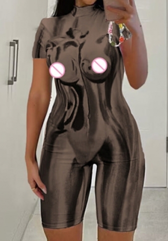 (Coffee)2023 Styles Women Sexy&Fashion Spring&Summer TikTok&Instagram Styles Print Short Sleeve Romper