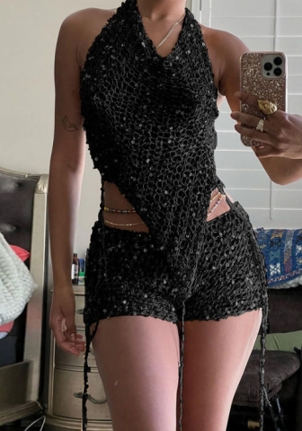 (Black)2023 Styles Women Sexy&Fashion Spring&Summer TikTok&Instagram Styles Hoodie Backless Short Two Piece Suit