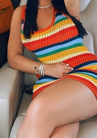 (Real Image)2023 Styles Women Sexy&Fashion Spring&Summer TikTok&Instagram Styles Sweater Contrast Color Mini Dress