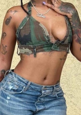 (Real Image)2023 Styles Women Sexy&Fashion Spring&Summer TikTok&Instagram Styles Camouflage Bar Tops