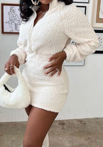(Real Image)2023 Styles Women Sexy&Fashion Spring&Summer TikTok&Instagram Styles Fur Long Sleeve Mini Dress