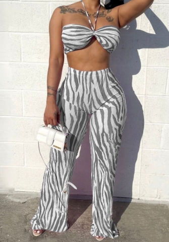 (Gray)2023 Styles Women Sexy&Fashion Spring&Summer TikTok&Instagram Styles Striped Two Piece Suit