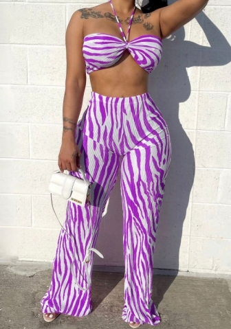 (Purple)2023 Styles Women Sexy&Fashion Spring&Summer TikTok&Instagram Styles Striped Two Piece Suit